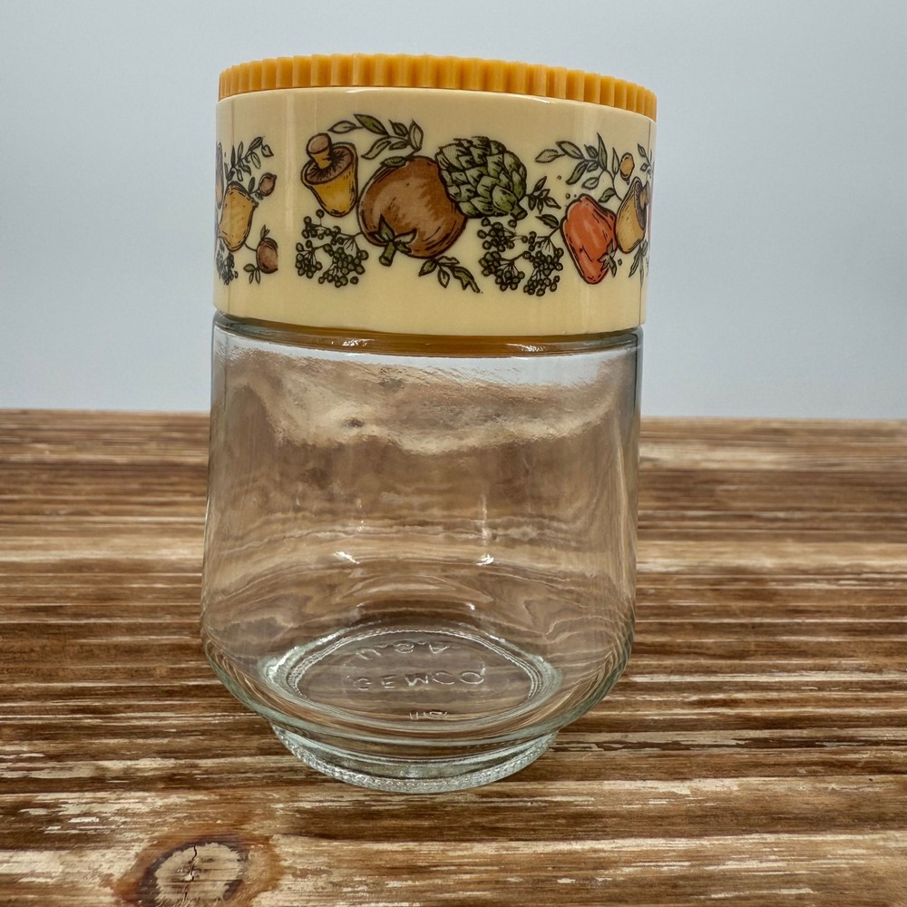 Spice Of Life Set 5 Gemco Corning Glass Jars Spice Shakers Veggies Mushroom Vtg - Picture 6 of 10